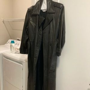 Black Long leather trench coat